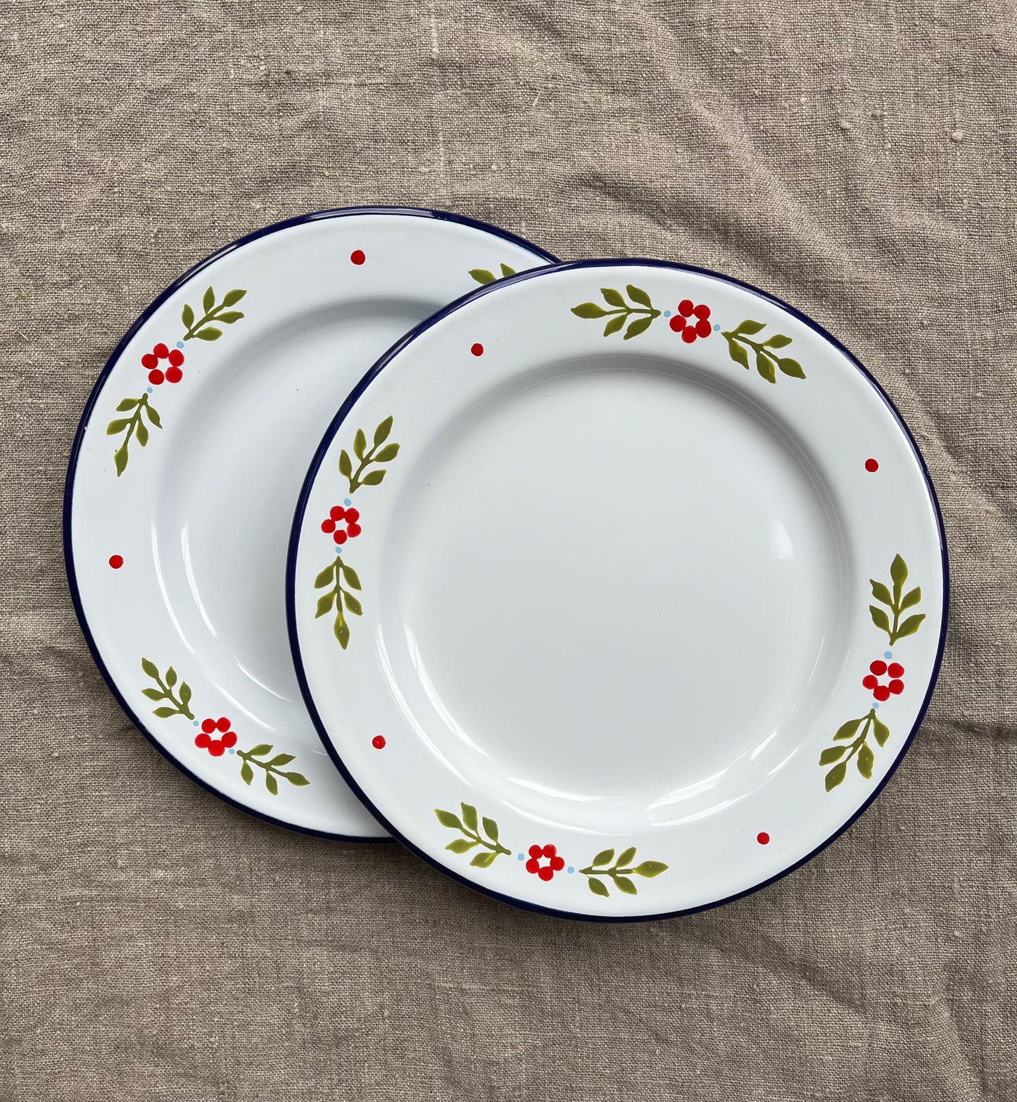 Pair of Enamel Side Plates, Garland