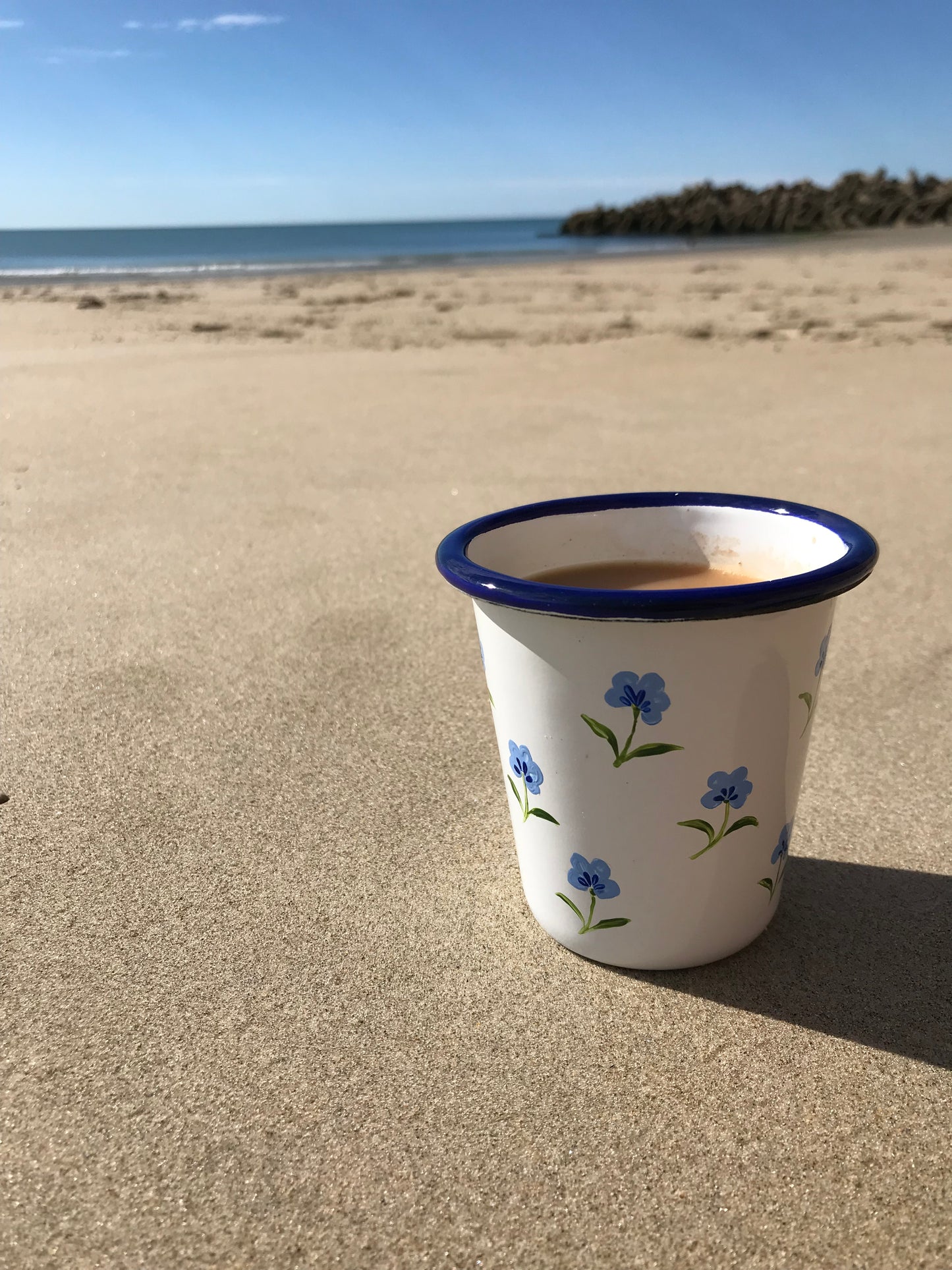 Handpainted Enamel Tumbler Forget-me-not Blue