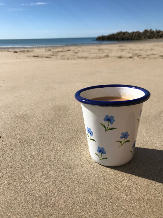 Handpainted Enamel Tumbler Forget-me-not Blue