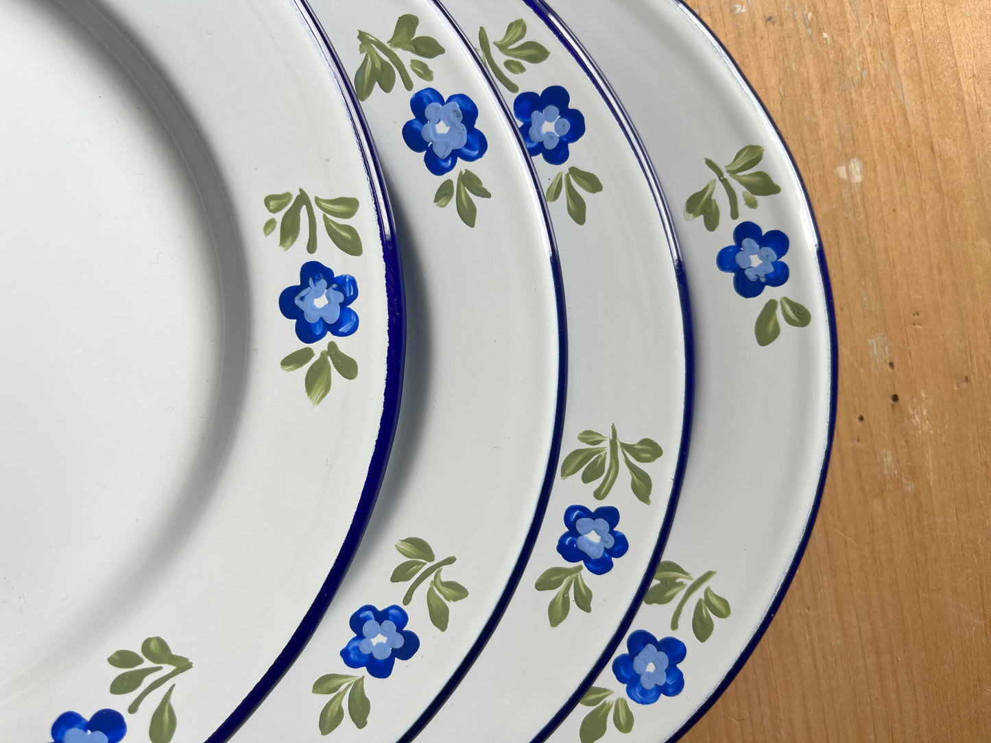 Set of Four Small Enamel Plates - Blue Alpine