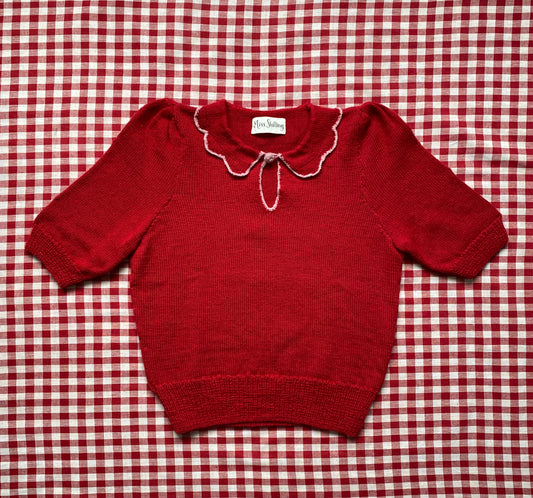 Red Scalloped Collar Jumper