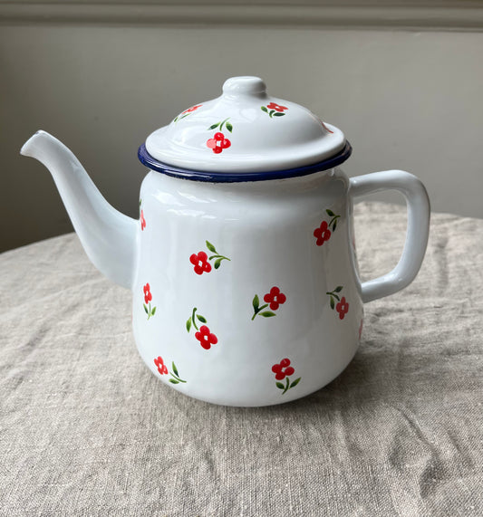 Handpainted Ditsy Teapot Red