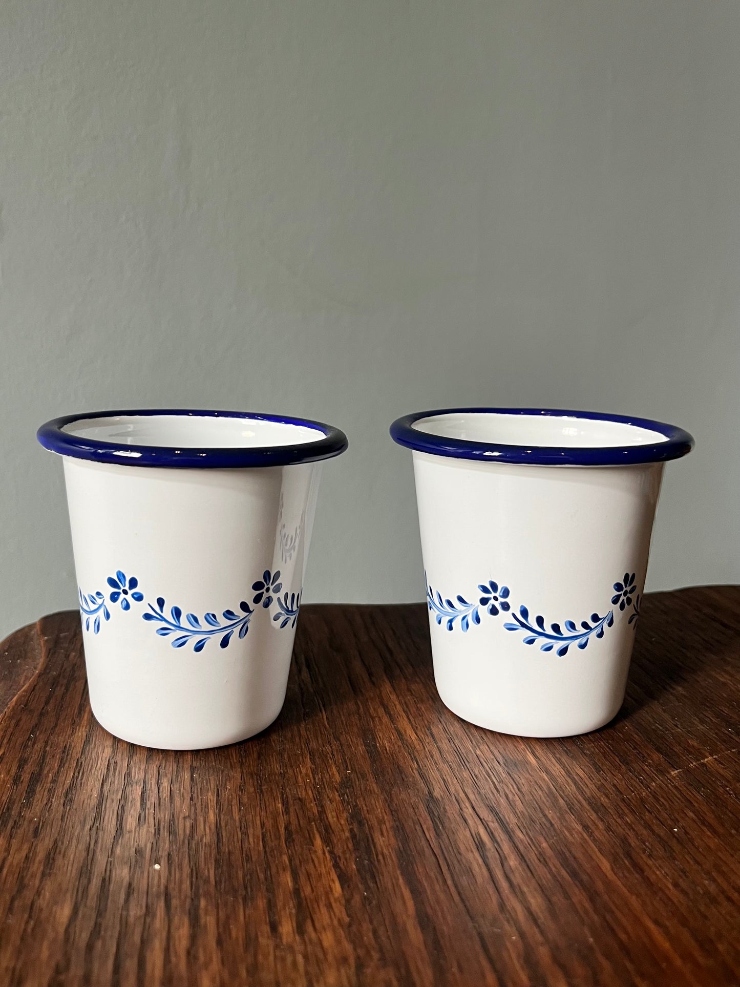 Pair of Enamel Tumblers - Garland