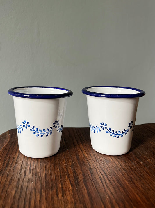 Pair of Enamel Tumblers - Garland