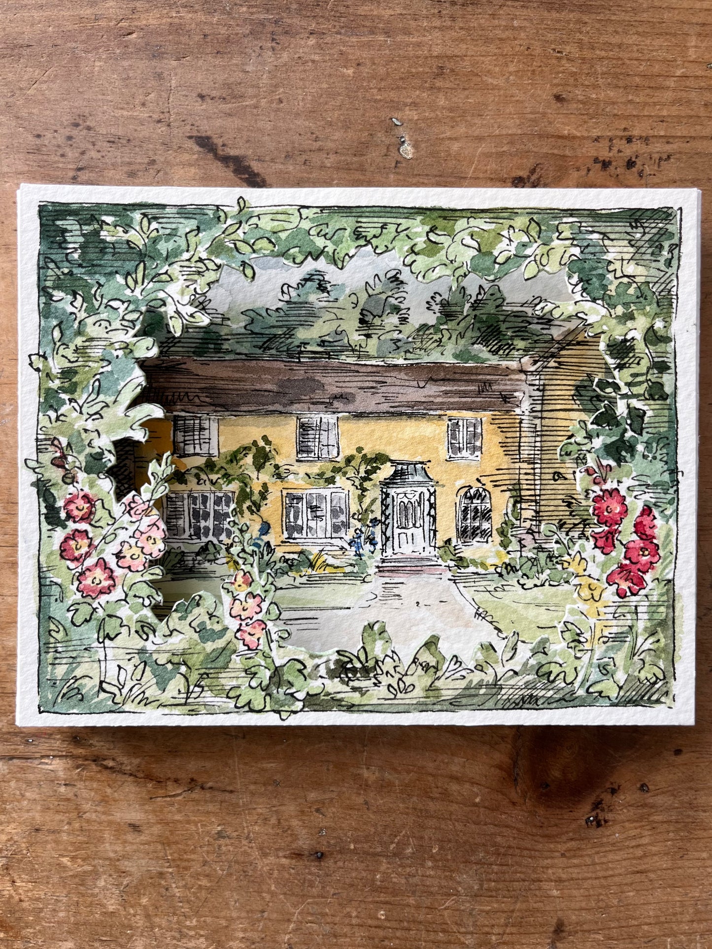 Hollyhock Garden Papercut Pop-up